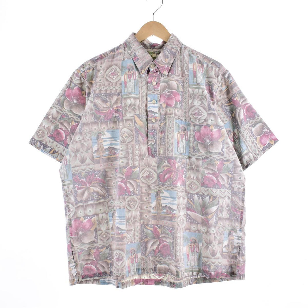 Reyn Spooner MELE KALIKIMAKA All-over Print Hawaiian Aloha Shirt, Made in Hawaii, Men's L /eaa319037