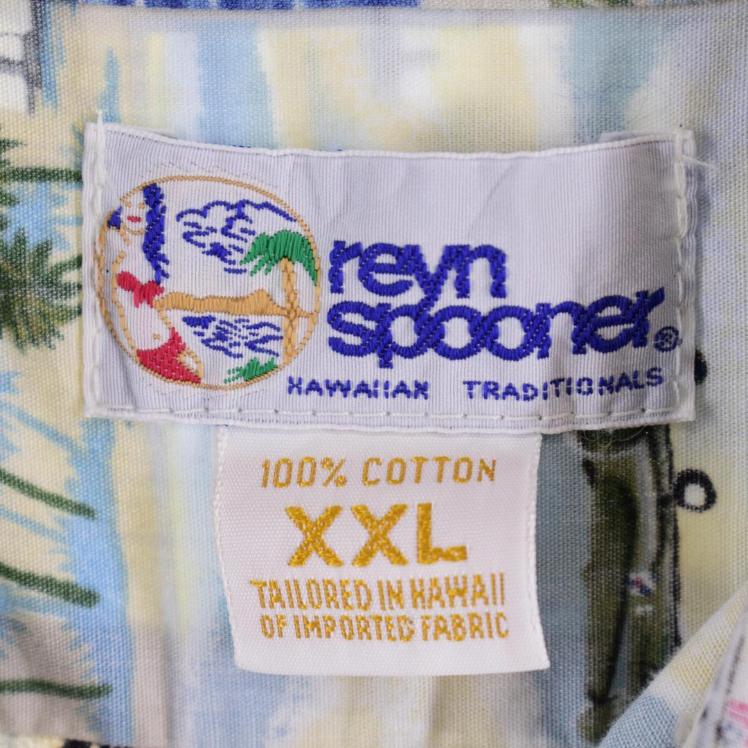 90'S Reyn Spooner Swimsuit Tag Bikini Tag All-Over Landscape Pattern Button-Down Hawaiian Aloha Shirt Made in Hawaii Men's XL /eaa321146