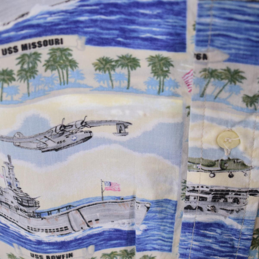 90'S Reyn Spooner Swimsuit Tag Bikini Tag All-Over Landscape Pattern Button-Down Hawaiian Aloha Shirt Made in Hawaii Men's XL /eaa321146