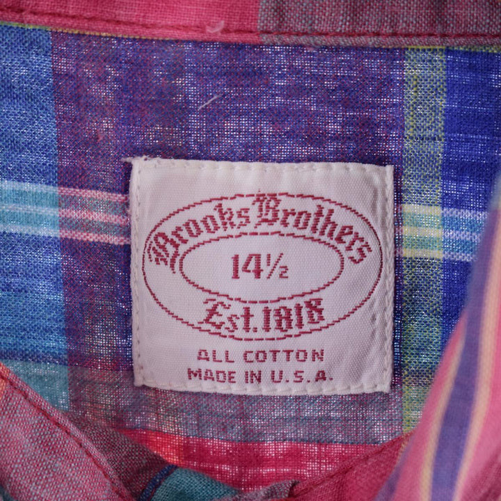 Brooks Brothers Est.1818 Check Pattern Madras Check Button-Down Shirt Made in USA Men's S /eaa321860