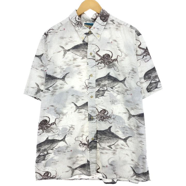 Reyn Spooner GYOTAKU BY NAOKI Fish Print Naoki Hayashi All-Over Fish Print Button-Down Hawaiian Aloha Shirt Made in USA Men's XL /eaa329054