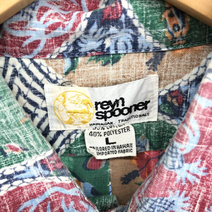 80'S Reyn Spooner Gold Tag Nude Tag All-Over Print Pullover Button-Down Hawaiian Aloha Shirt Men's L /eaa329055