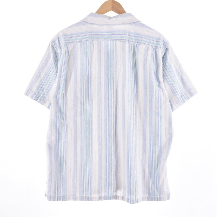 GAP Stripe Pattern Short Sleeve Linen Box Shirt Men's L /eaa331168