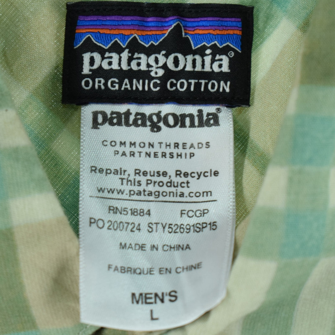 Patagonia ORGANIC COTTON 52691SP15 short sleeve cotton check shirt, men's size L, 2015 / eaa331261