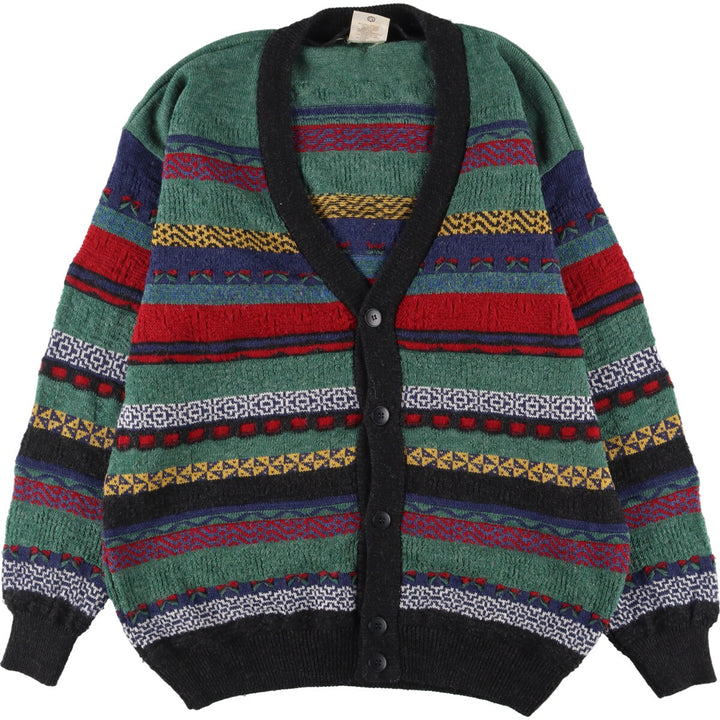 ANGELO LITRICO All-over print wool knit cardigan, men's XL, vintage /eaa333875