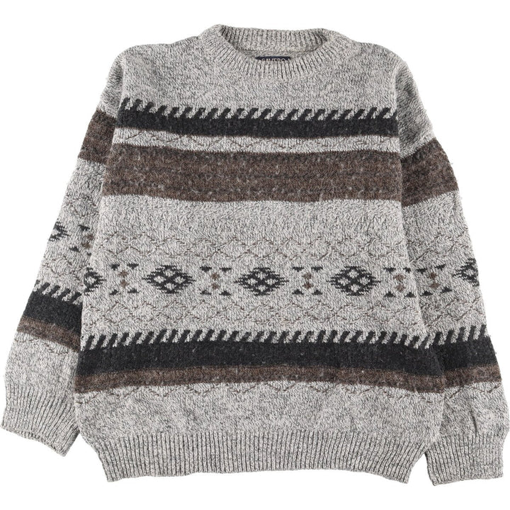 D'Avila All-over Print Acrylic Knit Sweater, Men's XL acrylic gray type Vintage Second Hand