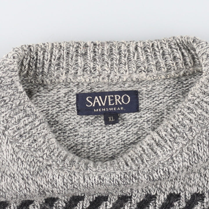 D'Avila All-over Print Acrylic Knit Sweater, Men's XL acrylic gray type Vintage Second Hand