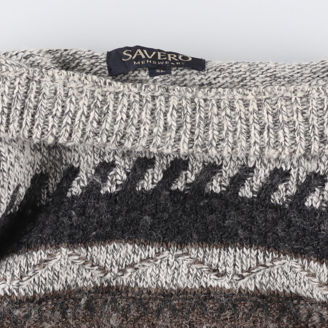 D'Avila All-over Print Acrylic Knit Sweater, Men's XL acrylic gray type Vintage Second Hand