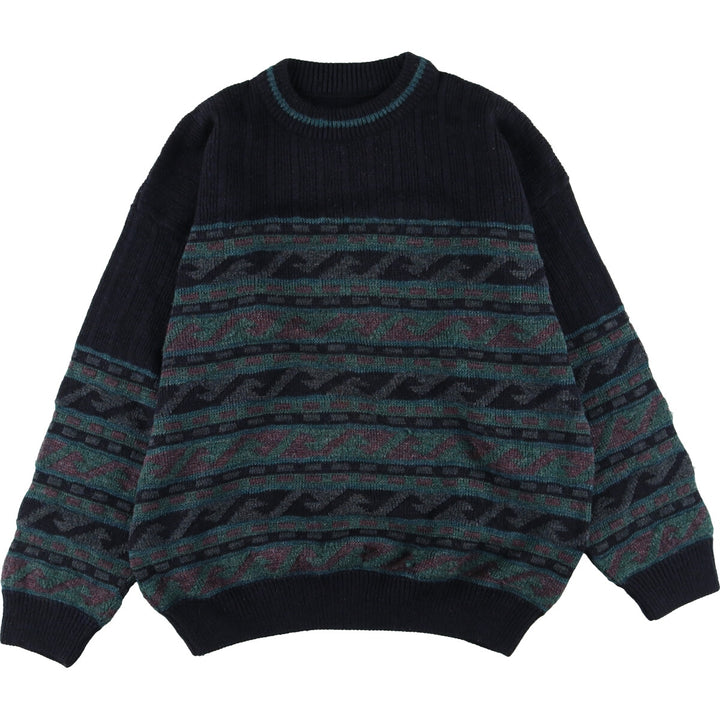 All-over print wool knit sweater, men's L /eaa335076