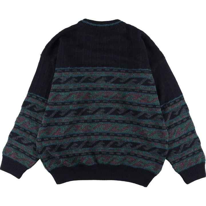 All-over print wool knit sweater, men's L /eaa335076