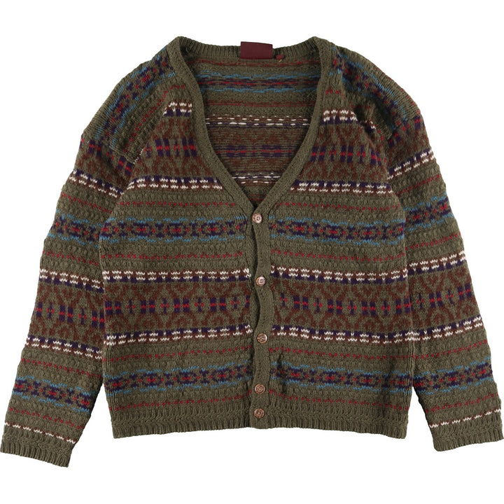 RIVER ISLAND all-over print wool knit cardigan, men's XL, vintage /eaa335102