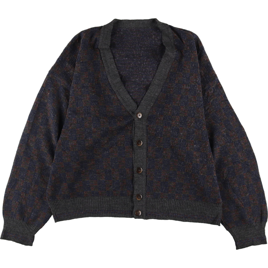 All-over print wool knit cardigan, men's XL /eaa335394