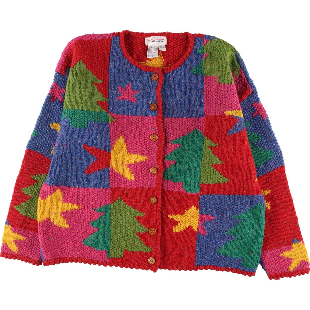 80'S Talbcts all-over patchwork wool knit cardigan, women's XL, vintage /eaa335463