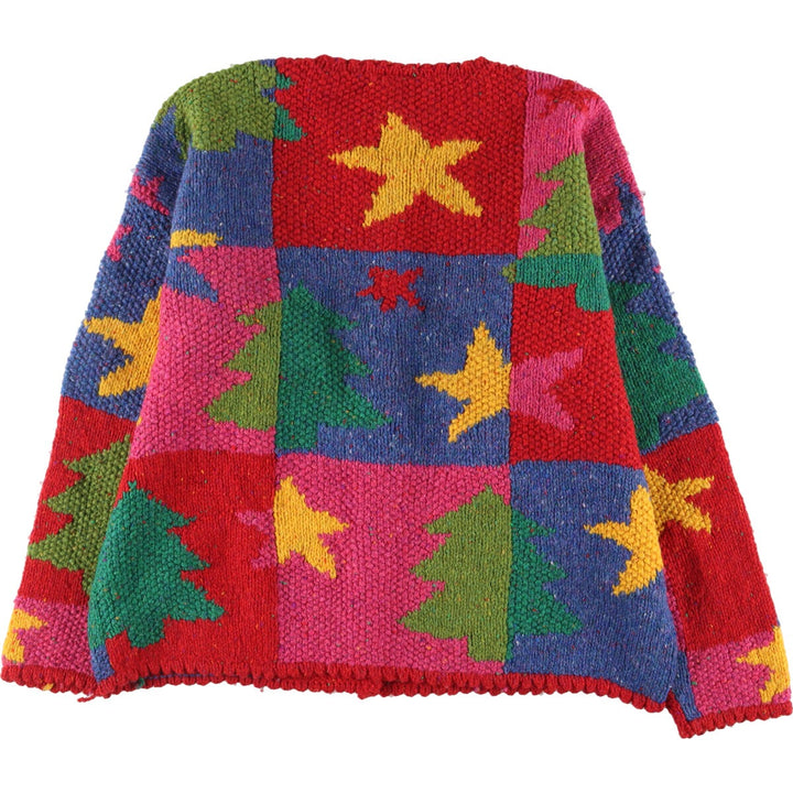 80'S Talbcts all-over patchwork wool knit cardigan, women's XL, vintage /eaa335463