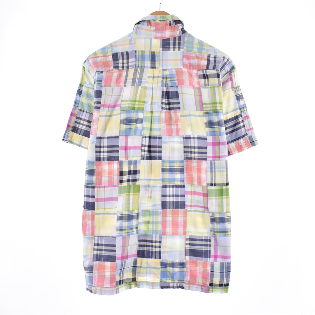 Brooks Brothers 346 Patchwork Short Sleeve Button-Down Check Shirt Men's L /eaa335704