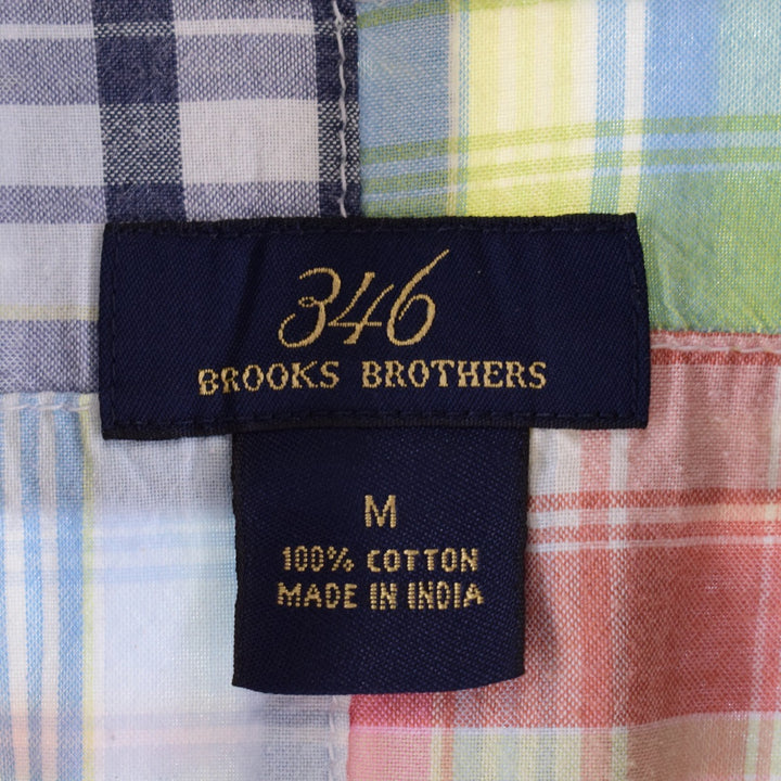 Brooks Brothers 346 Patchwork Short Sleeve Button-Down Check Shirt Men's L /eaa335704