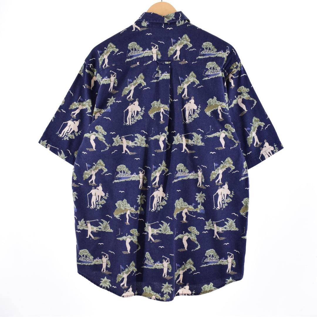 NAUTICA All-over Print Short Sleeve Button-Down Shirt, Men's L /eaa335714