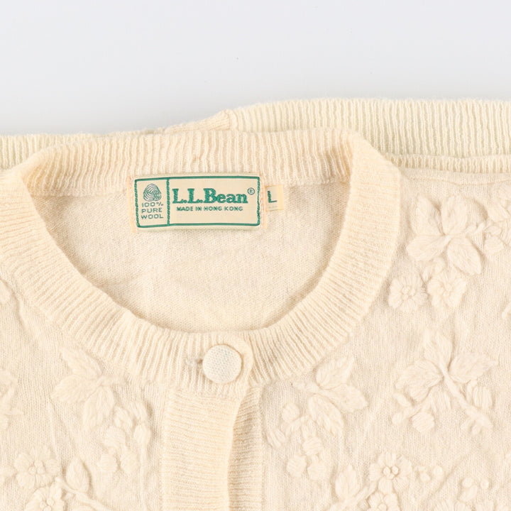 90s~00'S LLBean floral wool knit cardigan, women's L, vintage /eaa335808