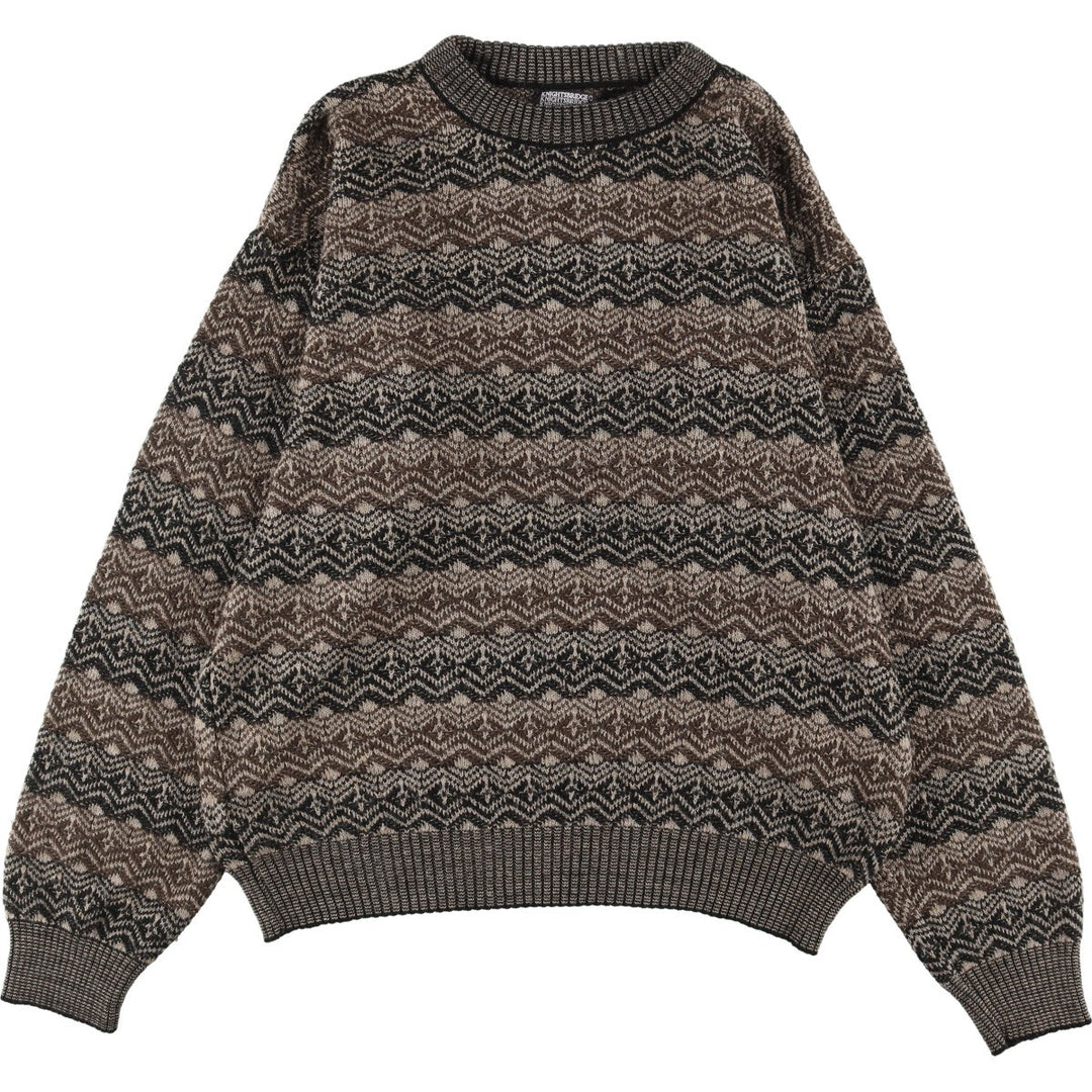 KNIGHTS BRIDGE All-over Pattern Acrylic Knit Sweater, Men's XL acrylic multicolor Vintage Second Hand