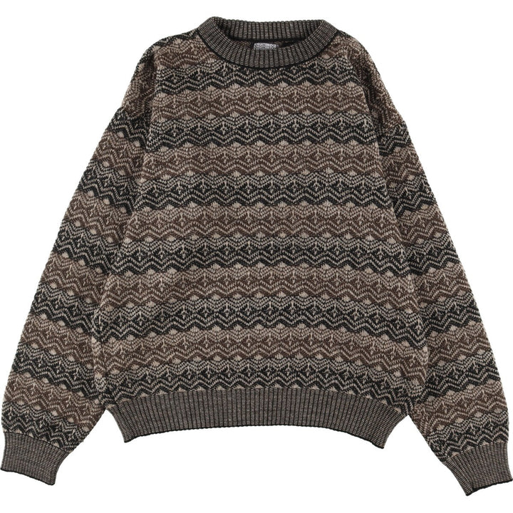 KNIGHTS BRIDGE All-over Pattern Acrylic Knit Sweater, Men's XL acrylic multicolor Vintage Second Hand