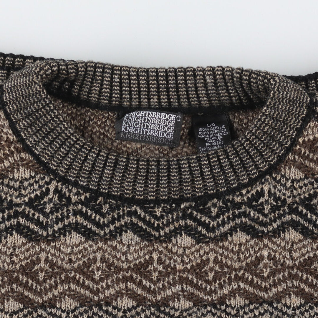 KNIGHTS BRIDGE All-over Pattern Acrylic Knit Sweater, Men's XL acrylic multicolor Vintage Second Hand