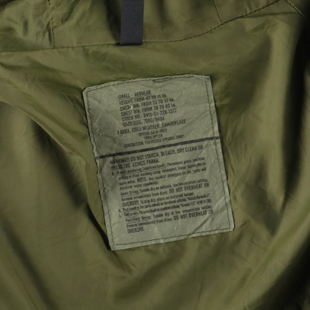 1998 delivery, genuine US military item, ECWCS 1st GEN late model woodland camo military Gore-Tex parka, made in USA, SMALL-REGULAR, men's M /eaa335874