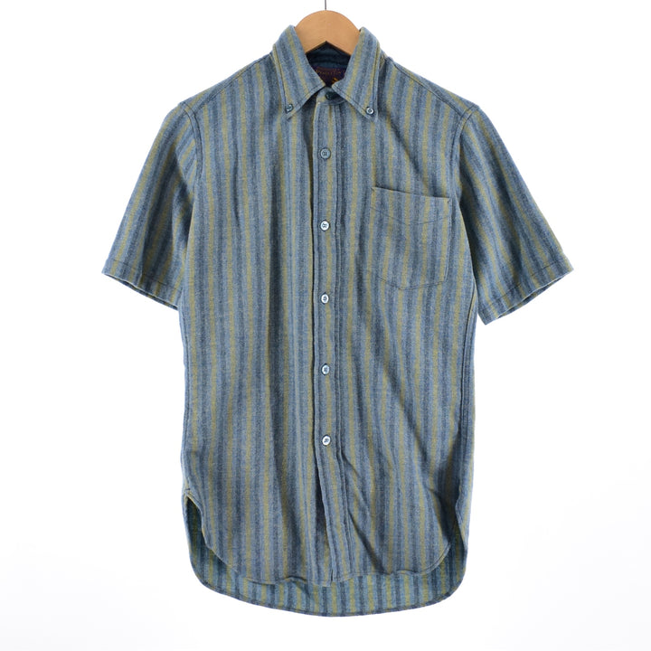 WOOLRICH Stripe Pattern Short Sleeve Button-Down Wool Shirt Men's S /eaa336142