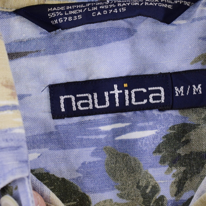 NAUTICA All-over Print Linen x Rayon Hawaiian Aloha Shirt Men's XL /eaa336316