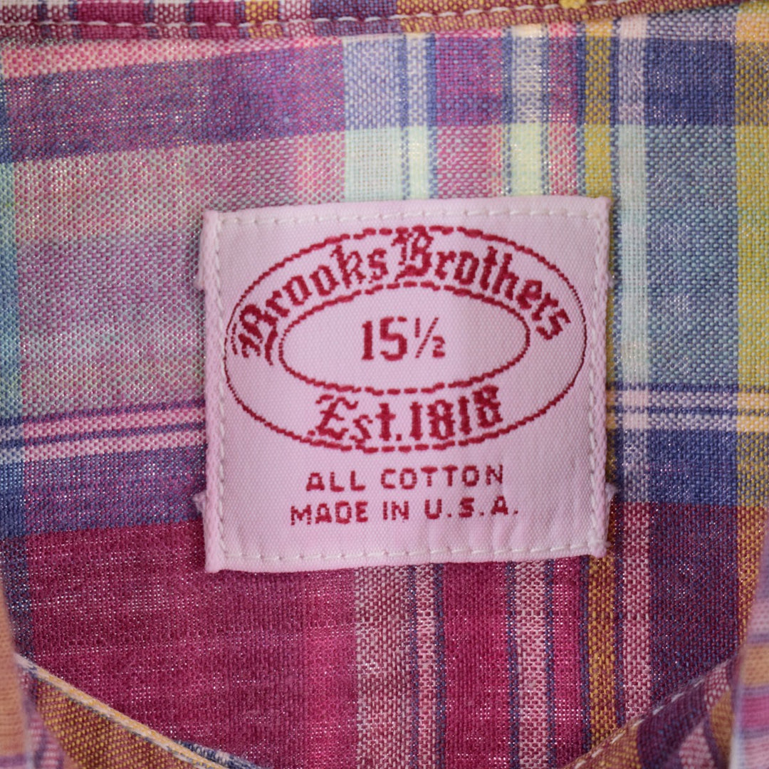 90'S Brooks Brothers Est.1818 short sleeve button down check shirt made in USA men's L vintage /eaa336395