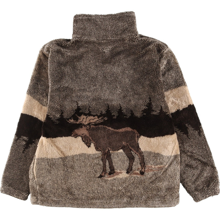 OCEAN FAST Animal Pattern Reindeer Pattern Fleece Jacket Made in USA Men's L /eaa336404