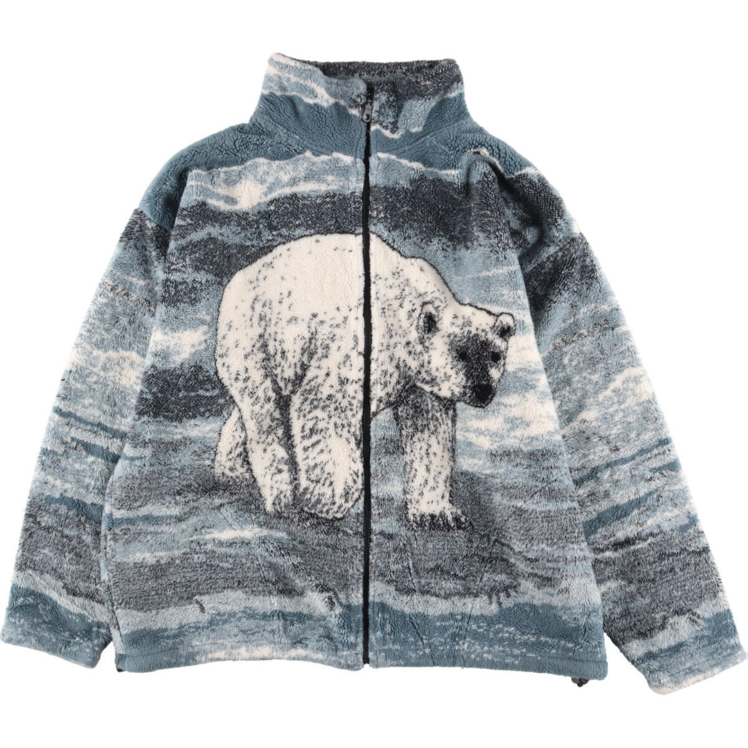 BLACK MOUNTAIN OUTDOOR GEAR Animal Pattern Polar Bear Pattern Fleece Jacket Made in USA Men's XL /eaa336406