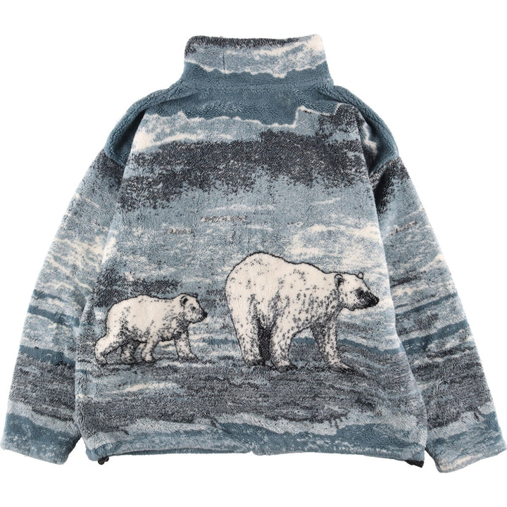 BLACK MOUNTAIN OUTDOOR GEAR Animal Pattern Polar Bear Pattern Fleece Jacket Made in USA Men's XL /eaa336406