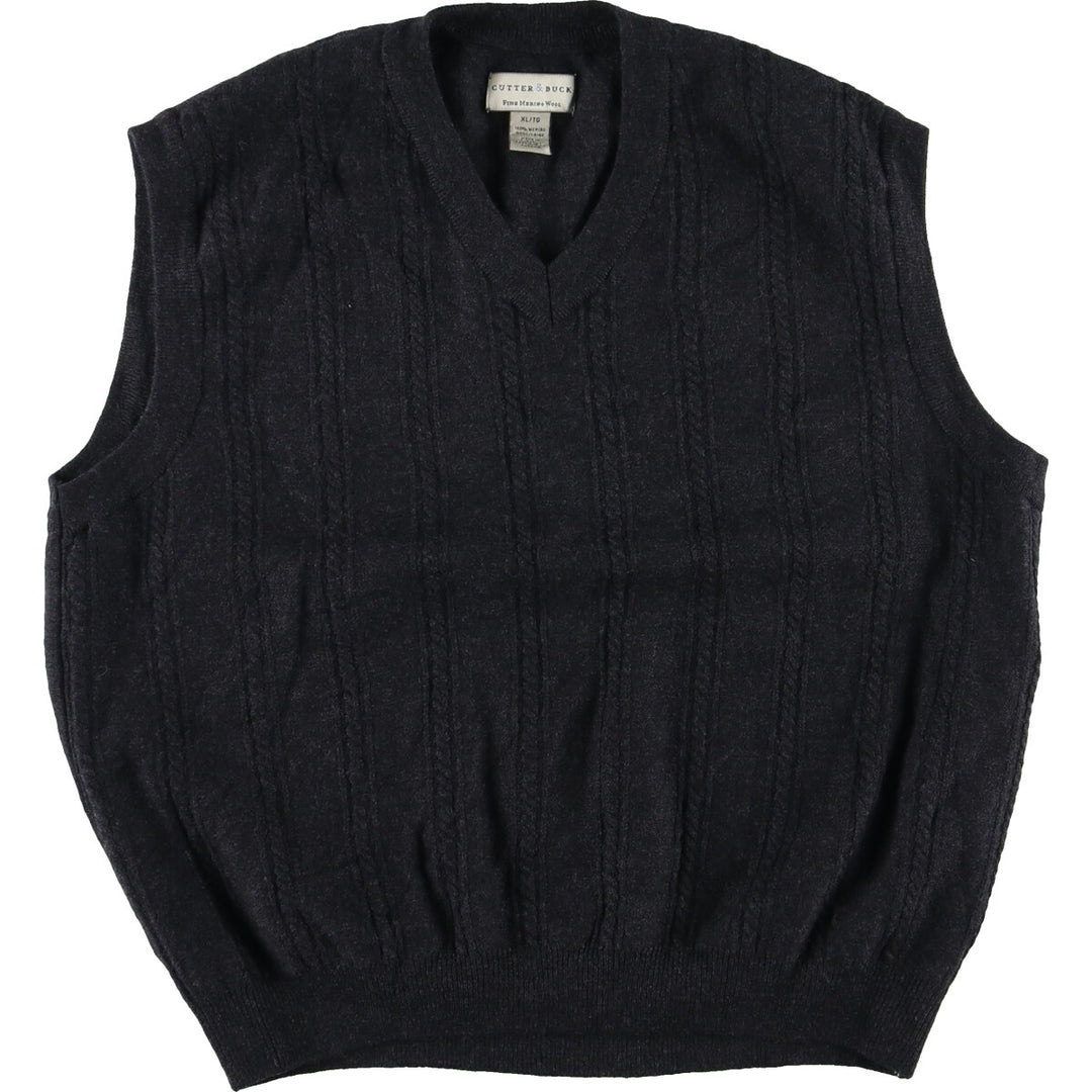 CUTTER and BUCK V-neck wool knit vest, men's L /eaa336483