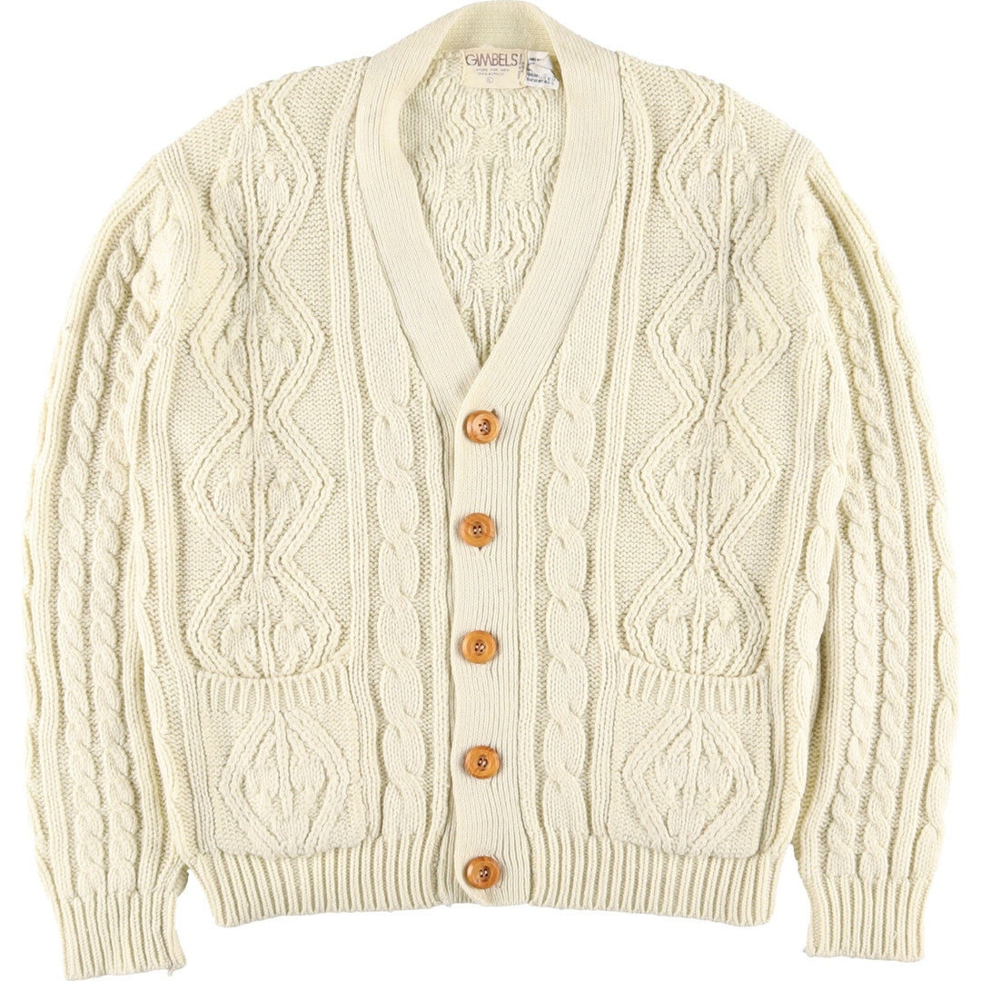 GIMBELS Fisherman Aran Knit Cardigan Men's L /eaa336486