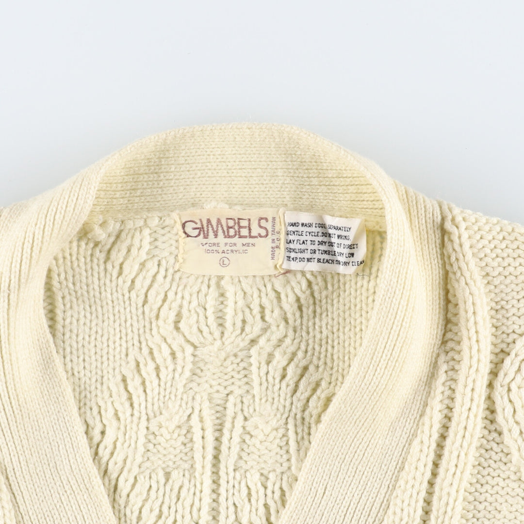 GIMBELS Fisherman Aran Knit Cardigan Men's L /eaa336486