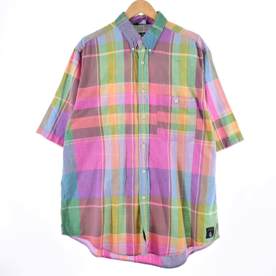 NAUTICA Short Sleeve Button Down Check Shirt Men's L /eaa336590