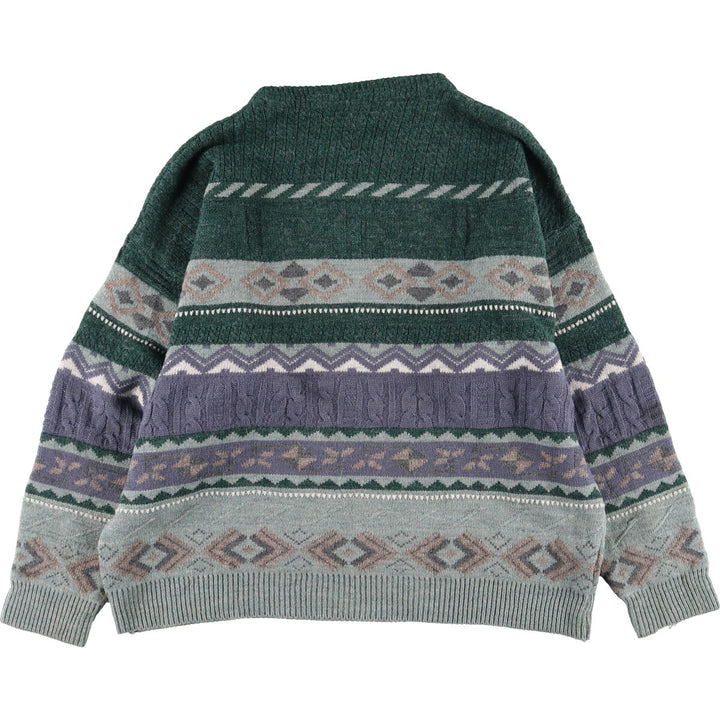 Teen Mountain All-over Print Acrylic Knit Sweater, Men's L unknown Green type dark green Vintage Second Hand