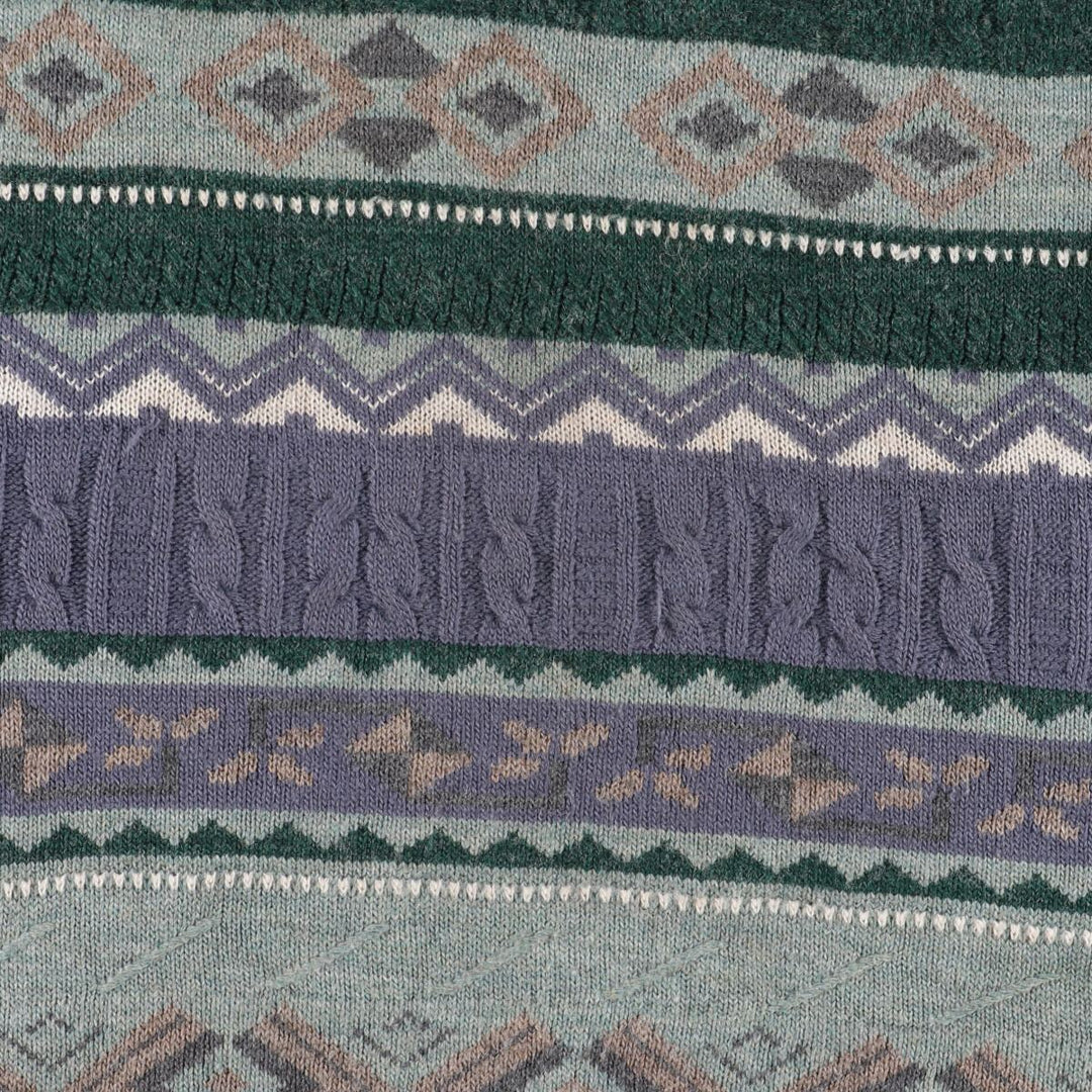 Teen Mountain All-over Print Acrylic Knit Sweater, Men's L unknown Green type dark green Vintage Second Hand