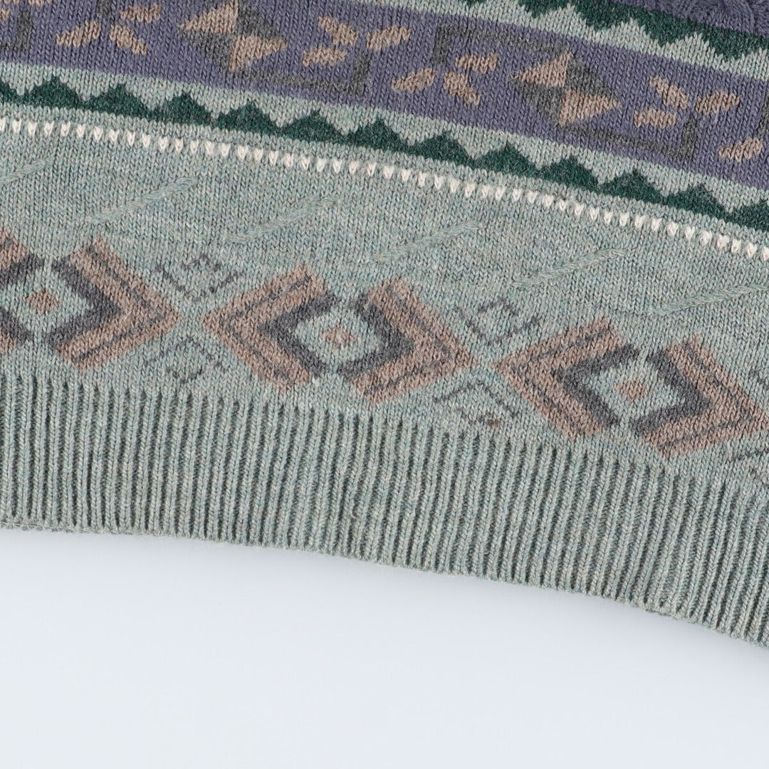 Teen Mountain All-over Print Acrylic Knit Sweater, Men's L unknown Green type dark green Vintage Second Hand