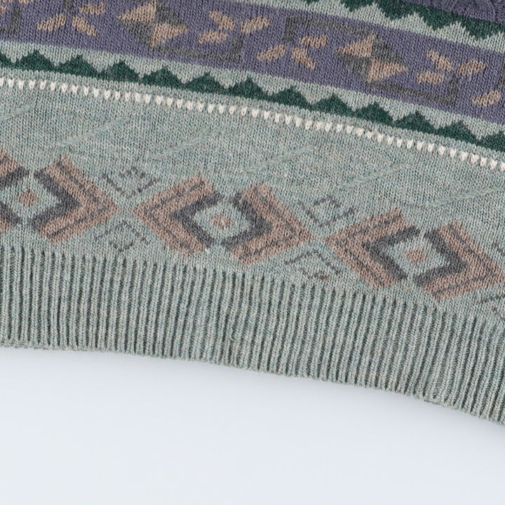 Teen Mountain All-over Print Acrylic Knit Sweater, Men's L unknown Green type dark green Vintage Second Hand