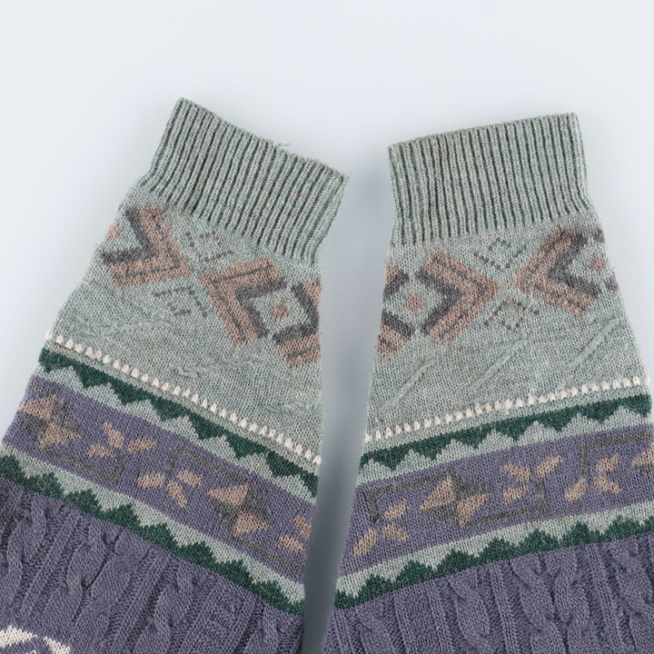 Teen Mountain All-over Print Acrylic Knit Sweater, Men's L unknown Green type dark green Vintage Second Hand