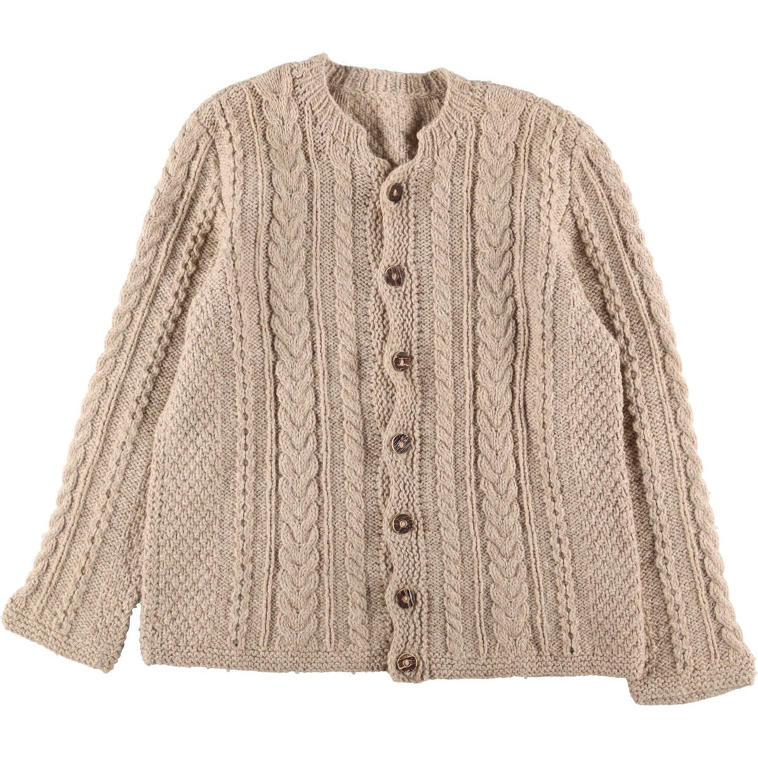 Cable knit wool knit cardigan, men's L /eaa337606