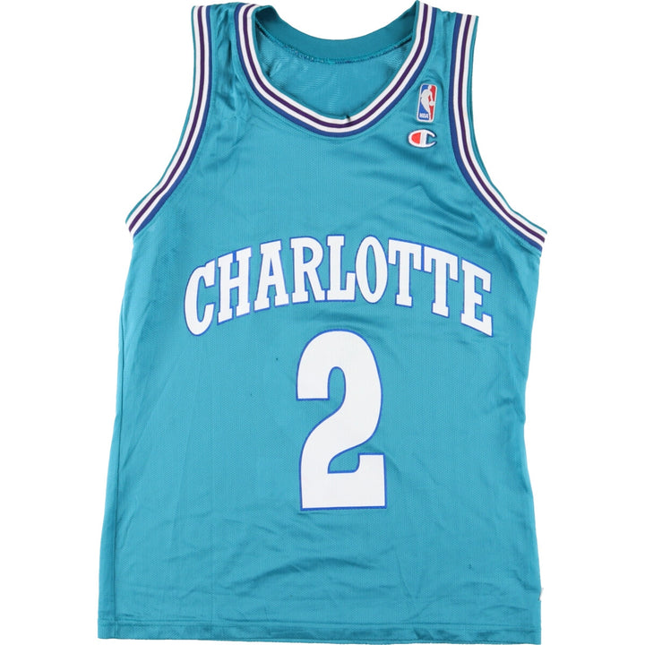 Champion NBA Charlotte Hornets Larry Johnson Mesh Tank Top Game Shirt Made in USA Men's S /eaa337644