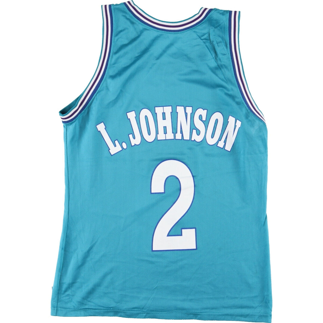 Champion NBA Charlotte Hornets Larry Johnson Mesh Tank Top Game Shirt Made in USA Men's S /eaa337644