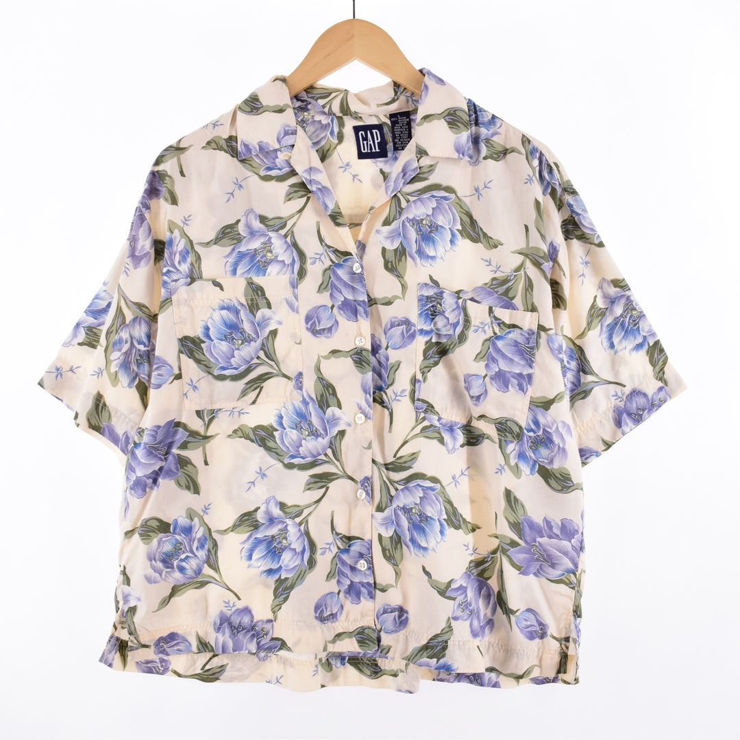 GAP All-over floral print short sleeve open collar rayon shirt for women, XL size [Eluru] /eaa338326