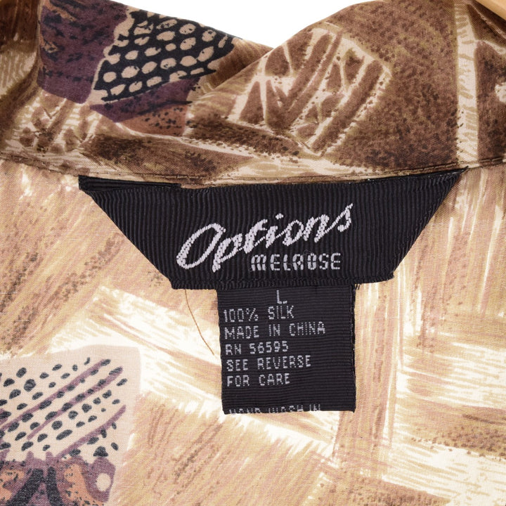 OPTIONS All-over print short-sleeve open-collar silk shirt for women, size XL [Elle] /eaa338330