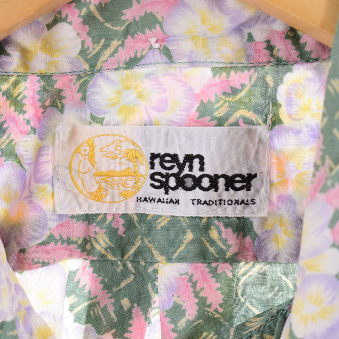 80'S Reyn Spooner Gold Tag Nude Tag All-Over Floral Print Pullover Button-Down Hawaiian Aloha Shirt Men's L /eaa339270