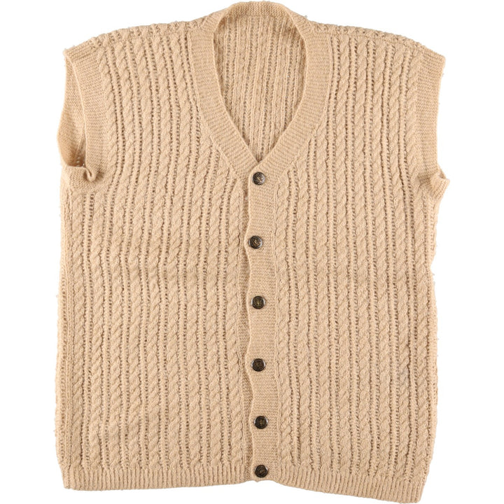 Cable knit open front wool knit vest Men's XL /eaa339502