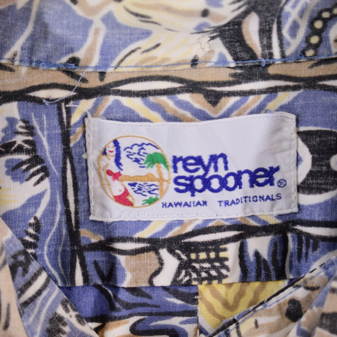 90'S Reyn Spooner Swimsuit Tag Bikini Tag All-Over Print Button-Down Hawaiian Aloha Shirt Men's L /eaa339637