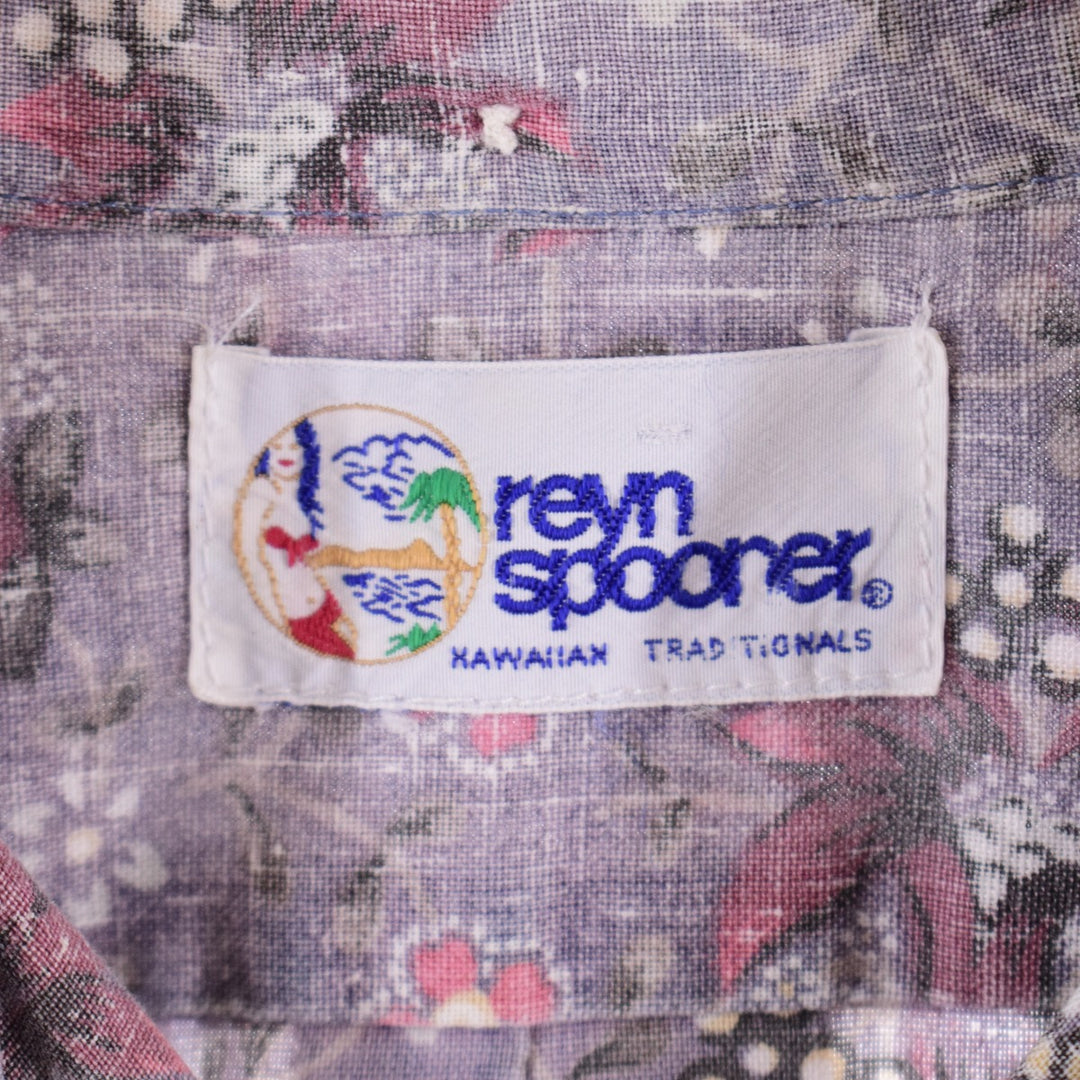 90'S Reyn Spooner Bikini Tag All-Over Botanical Pattern Pullover Button-Down Hawaiian Aloha Shirt Men's L /eaa339788